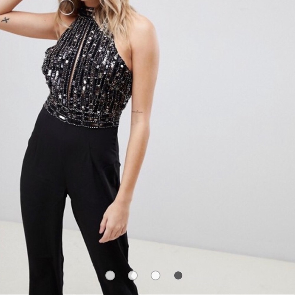 Boohoo sequin embellished keyhole jumpsuit